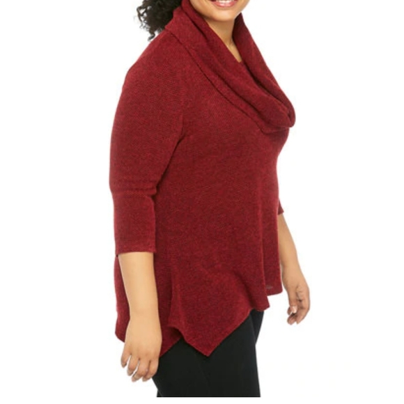 New Directions Plus Size Hacci Knit Cowl Neck Top - Picture 3 of 5